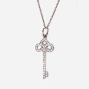 Tiffany & Co. Fleur de Lis Diamond Key AU750 White Gold With Chain